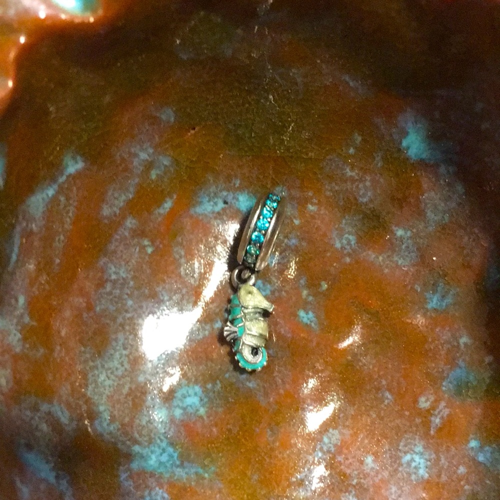 Pandora Charm Turquoise Seahorse with Blue Crystals